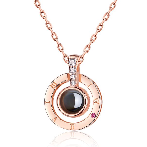 Women's Jewelry Ferris Wheel Original Design Love Memory Necklace One Hundred Languages I Love You Projection Stone Advanced Valentine's Day_ipsvogv.com