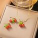 Advanced Girl Sweet Student Cute Gift Ruby Cherry Fruit Necklace Clavicle Chain Titanium Steel Female_ipsvogv.com