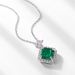 Square cultivated emerald retro pendant S925 silver full inlaid with brilliant colored gemstone pendant light luxury_ipsvogv.com