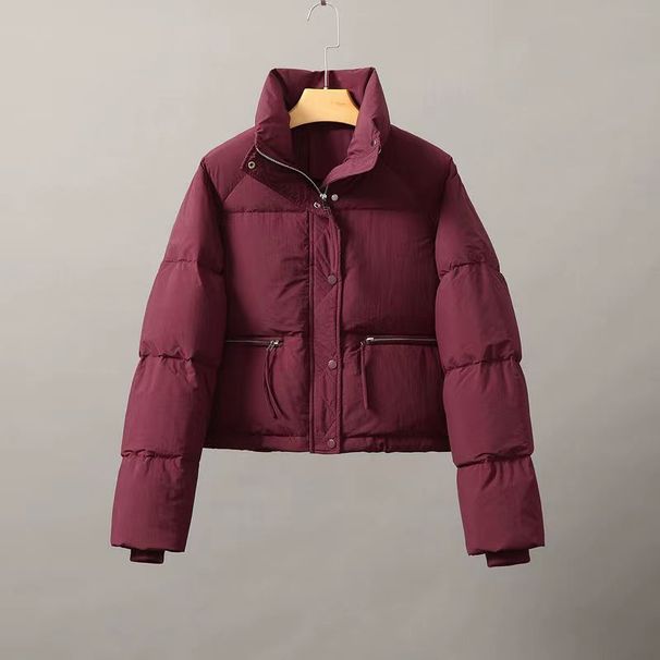 New cotton jacket women's short versatile Korean style stand up collar small size thickened bread jacket cotton coat trendy_ipsvogv.com