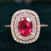 Sanjie Rose Gold Jewelry Inlaid With Natural Pigeon Blood Red Zircon Ring, Classic Square Women's Ring_ipsvogv.com