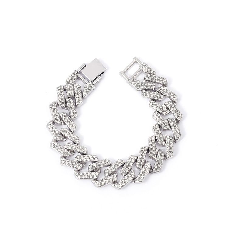 Hip Hop Full Diamond Cuban Chain Necklace Personalized Street Dance Motorcycle Men's Cool Accessories Jewelry 20mm Wide_ipsvogv.com