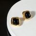 Sterg Sier Black Onyx Earrings Niche Minimalist All-match Retro Elegant Jewelry Korean Style Women's High-end Sense_ipsvogv.com