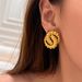 Real Gold Electroplated Titanium Steel Vintage Retro Twisted Twist Unique Earrings_ipsvogv.com