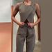 Women's Clothing solid color round neck button top temperament straight pants suit_ipsvogv.com
