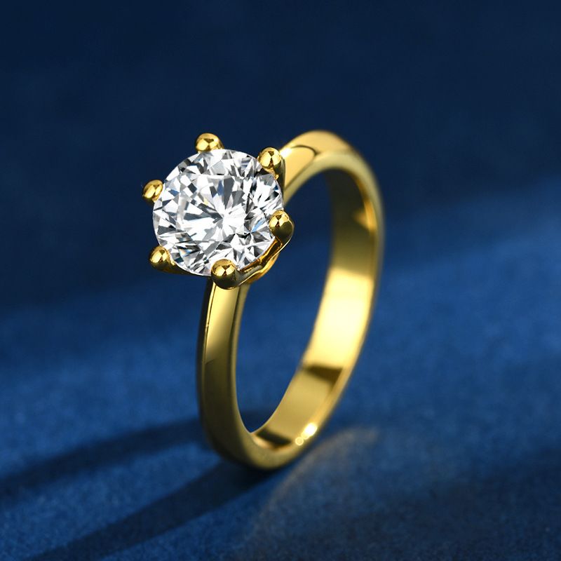 Moissanite Does Not Fade Light Luxury Niche Design Two Carat Zircon Ring Female High End White Copper Plated Gold Index Finger Ring_ipsvogv.com