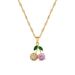 Titanium Steel 【 】 Light Luxury Cherry Pink Diamond Small Fresh Micro Inlaid Real Gold Necklace Earrings INS Clavicle 【 】_ipsvogv.com