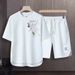 Men's Clothing 2024 Waffle Casual Summer Suit Men's Loose Teen Short sleeved T shirt Shorts Handsome Two piece Suit_ipsvogv.com
