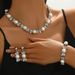 Pinduoduo Jewelry Fashion Pearl Necklace Earrings Bracelet Set Bride Accessories_ipsvogv.com