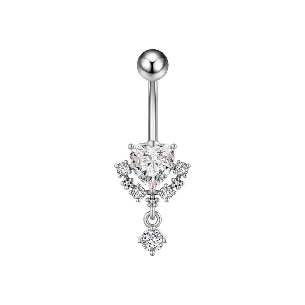 Women's Jewelry Stainless Steel Zircon Belly Button Ring Fashionable Personality Oil Drop Micro Inlaid Belly Button Ring Belly Button Nail_ipsvogv.com