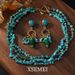 Natural Stone Blue Pine Multi-layer Necklace Earring Set_ipsvogv.com