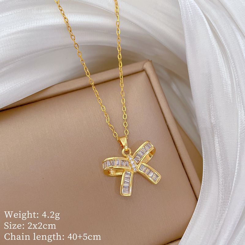Irregular 【 】 Zircon Butterfly Light Luxury Charm Gorgeous Full Diamond Necklace Women's Versatile Clavicle Chain 【 】_ipsvogv.com
