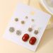 Women’s Jewelry Set Fashion Hot Selling Light Luxury Diamond Pearl Earrings For Women Simple And Versatile 6 Pairs Of Crown Earrings Combination_ipsvogv.com