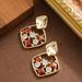 Korean Version Exquisite Fashionable Diamond Studded Colored Zircon Geometric Square For Women With A Sense Of Luxury_ipsvogv.com