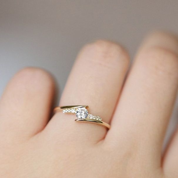 Fashion simple jewelry inlaid zircon plated real gold ring_ipsvogv.com