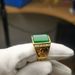 Vietnam Sand Gold Plated With Jade Marrow Open Mouth Men's Color Preserved Emerald Ring_ipsvogv.com