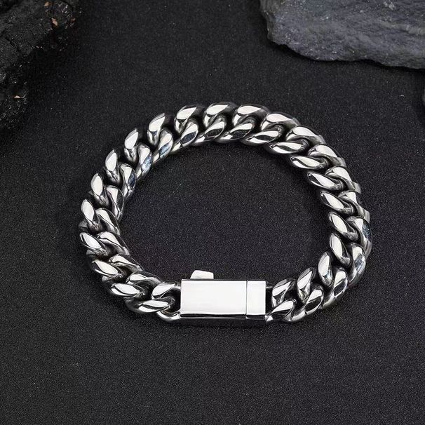 Hip Hop Spring Buckle Stainless Encrypted Cuban Chain Titanium Steel Jewelry High-end Men's Bracelet_ipsvogv.com