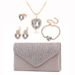 Love diamond necklace earrings ring bracelet four piece set high end bridal jewelry evening bag handbag female_ipsvogv.com