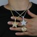 Men's Jewelry Hip Hop New Five Pointed Star Pendant Copper Inlaid Zircon Full Diamond Pendant Necklace Fashion Trend_ipsvogv.com