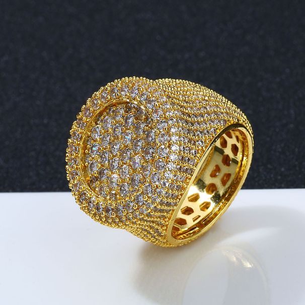 Men's Jewelry Personality Hip Hop Zircon Round Full Diamond Ring Men's High End Fashion Accessories_ipsvogv.com