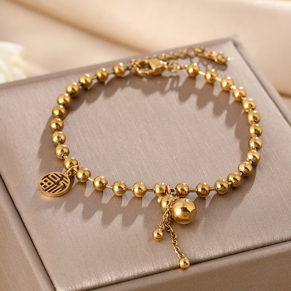 New Product Live Broadcast Good Goods Titanium Steel Non Fading Small Gourd Ins Niche Design Fulu Bead Transfer Bracelet_ipsvogv.com