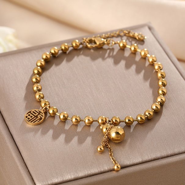 New Product Live Broadcast Good Goods Titanium Steel Non Fading Small Gourd Ins Niche Design Fulu Bead Transfer Bracelet_ipsvogv.com