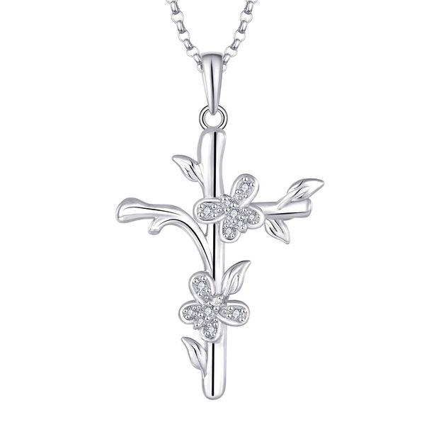Retro Butterfly Cross Pendant Necklace Female S925 Sterling Silver Jewelry Processing_ipsvogv.com