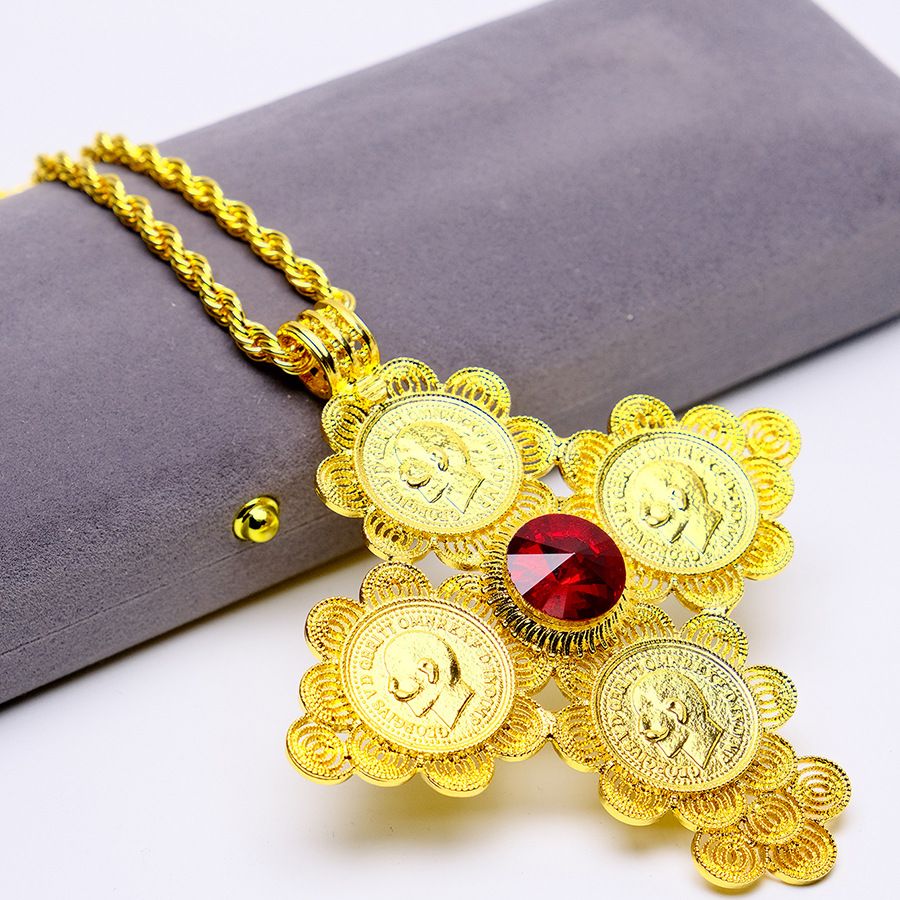 Ethiopian Cross Head Pendant Gold Eritrean Traditional Wedding_ipsvogv.com