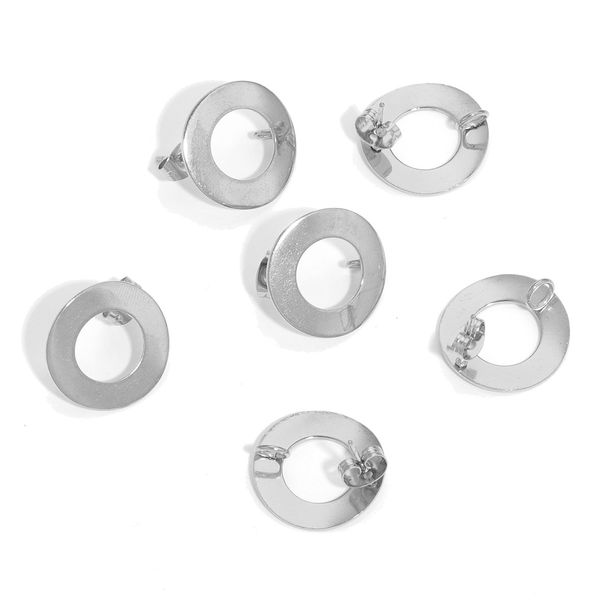 Stainless Steel 18mm Circular With Hanging Earrings, Anti Allergic DIY Handmade Vacuum Plated Earring Accessories_ipsvogv.com
