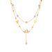 Fashion niche retro simple double layer wear pearl butterfly accessory chain stainless steel gold plated jewelry necklace_ipsvogv.com