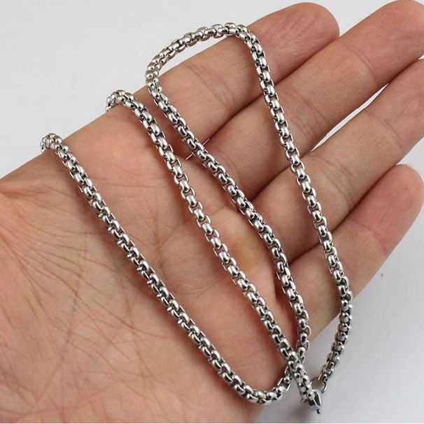 Chain Stainless Square Pearl Chain Men's Trendy Hip-hop Titanium Steel Jewelry Gold Necklace Accessories_ipsvogv.com