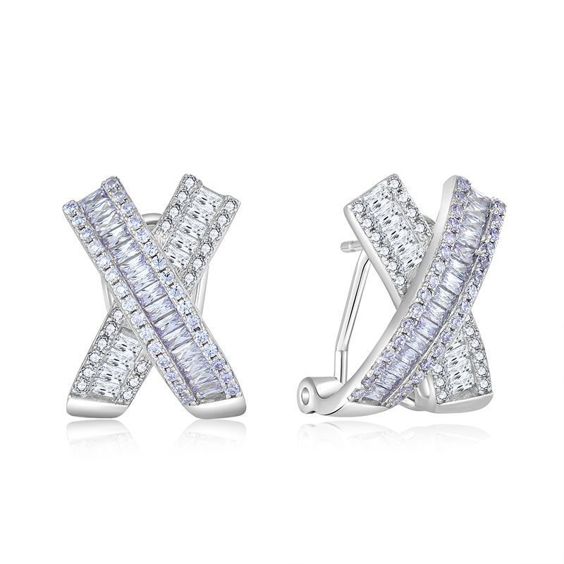 sterg Sier Fashionable And Light Zircon Geometric Arc Earrings_ipsvogv.com