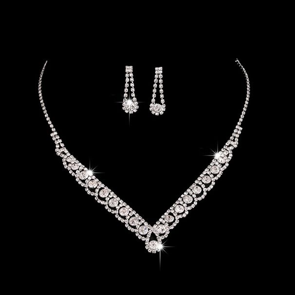 SEOUL GLOW - Korean Bridal Jewelry Set (Zircon Wedding Necklace & Earrings, Evening Elegance)_ipsvogv.com