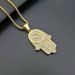 Jewelry Titanium Steel Color-Retaining Gold-Plated Full Diamond Fatima Hand Pendant DZ592_ipsvogv.com