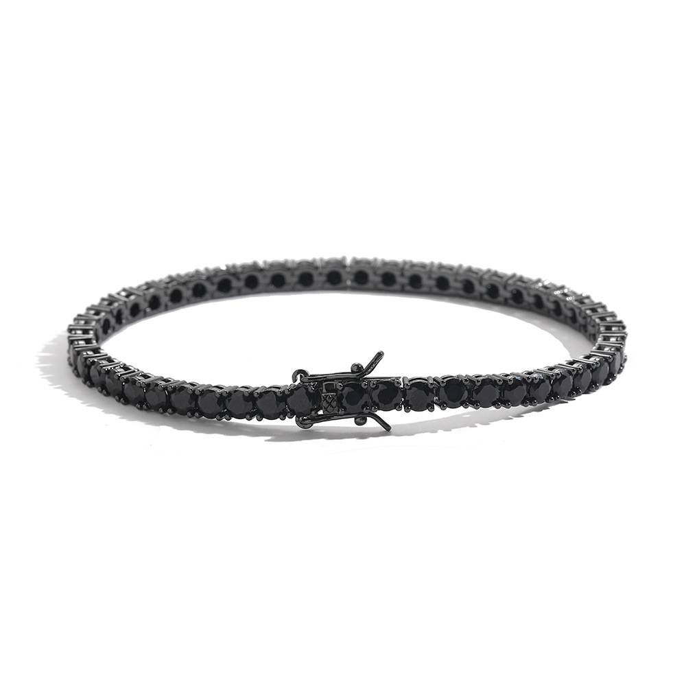 Men's Black Tennis Chain - 3mm/4mm/5mm Copper Plated Cubic Zirconia Single Row (Hip-Hop Jewelry Trendy Layered Necklace)_ipsvogv.com