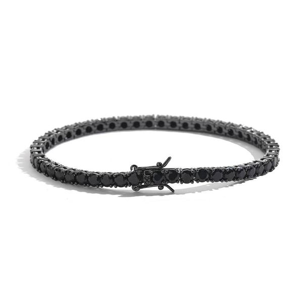 Men's Black Tennis Chain - 3mm/4mm/5mm Copper Plated Cubic Zirconia Single Row (Hip-Hop Jewelry Trendy Layered Necklace)_ipsvogv.com