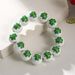 St. Patrick's Day White Wooden Bead Bracelet Irish Festival Small Fresh Green Hat Clover Lucky Bracelet_ipsvogv.com