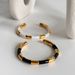 Women’s Jewelry Set Fashion Electroplated Titanium Steel Black And White Epoxy Chess And Card Grid Retro Open Bracelet_ipsvogv.com