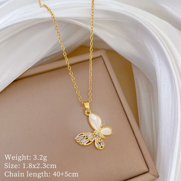 Shell 【 】 Thread Empty Butterfly Light Luxury Charm Gorgeous Full Diamond Necklace Women's Versatile Clavicle Chain 【 】_ipsvogv.com