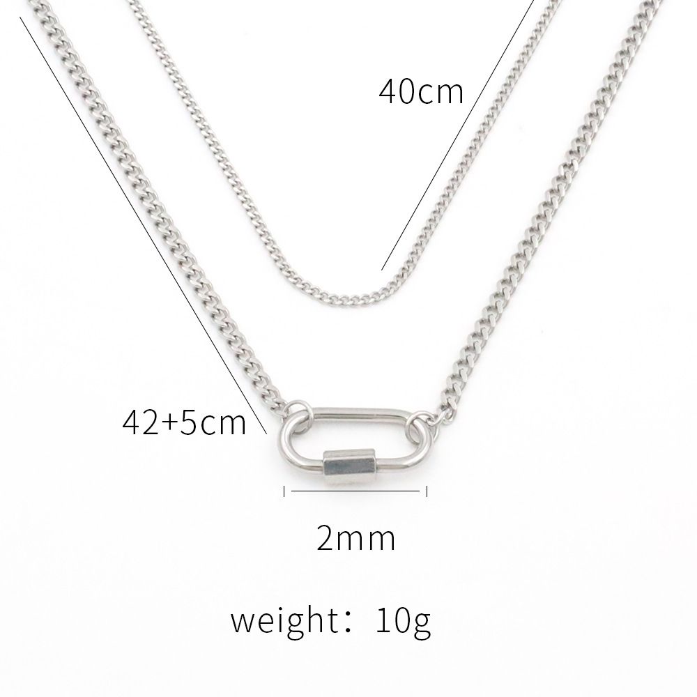 Women's Jewelry Jewelry Light Luxury Titanium Steel Clavicle Chain Female Geometric Oval Buckle Double Layer Necklace_ipsvogv.com