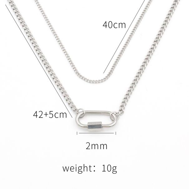 Women's Jewelry Jewelry Light Luxury Titanium Steel Clavicle Chain Female Geometric Oval Buckle Double Layer Necklace_ipsvogv.com