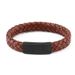 Genuine For Men, Cowhide Woven Cord, Stainless Steel Black Engraved Leather Bracelet With Magnetic Clasp, Trendy_ipsvogv.com