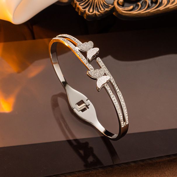 Korean-style Titanium Steel Butterfly Women's Bracelet Jewelry Hollow ins Fashionable Bracelet Cold Style Bracelet Jewelry Internet Celebrity Bracelet_ipsvogv.com