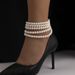 Jewelry Temperament Pearl Beaded Tassel Anklet, Women's Trend Simple Geometric Instep Chain Anklet Decoration_ipsvogv.com
