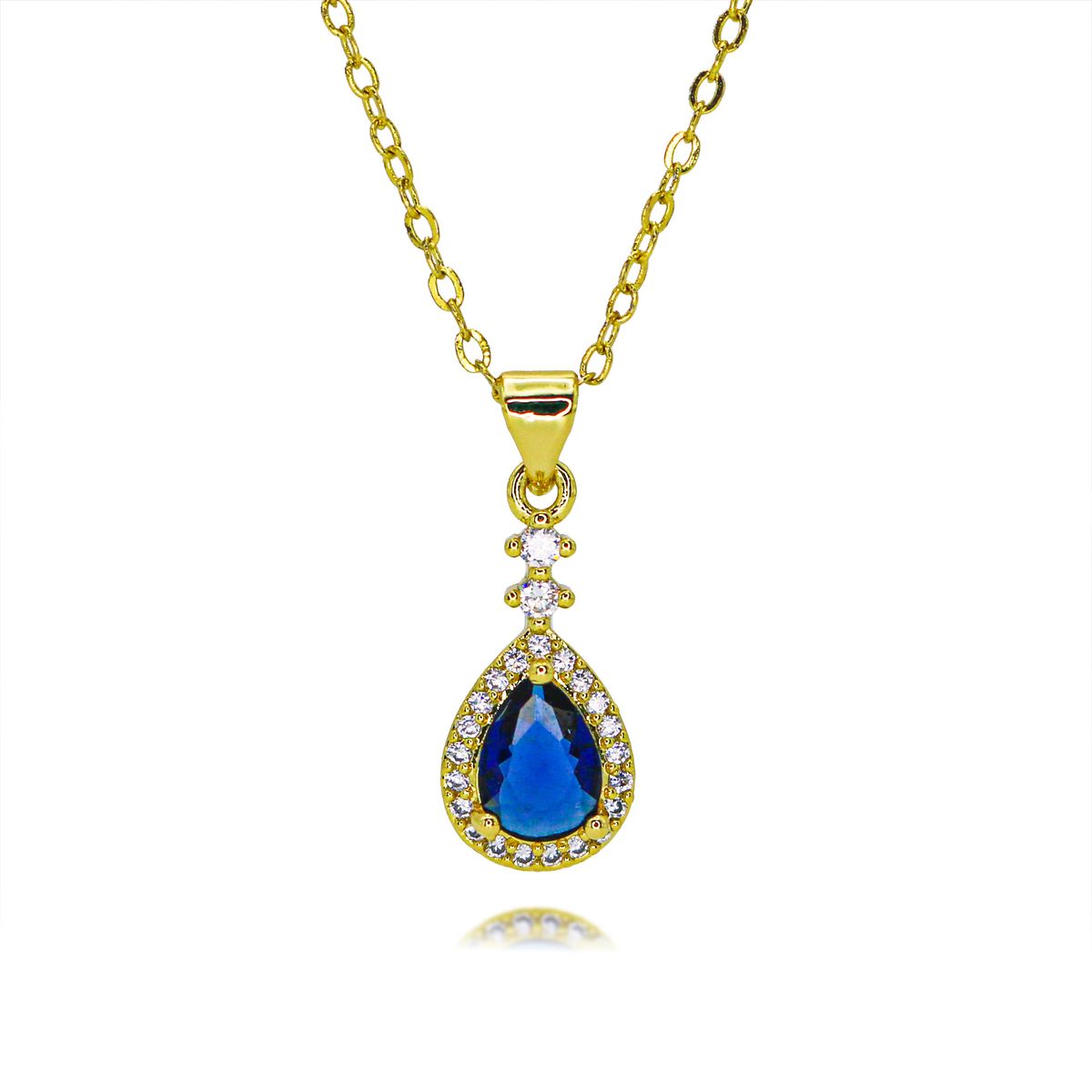 Luxury Gemstone Teardrop Shaped Inlaid Full Diamond Cross Border Simple Pendant Necklace Ruby Clavicle Chain Retro High End Feel_ipsvogv.com