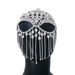 Full diamond claw chain rhinestone mask personality masquerade tassel mask Halloween face curtain_ipsvogv.com