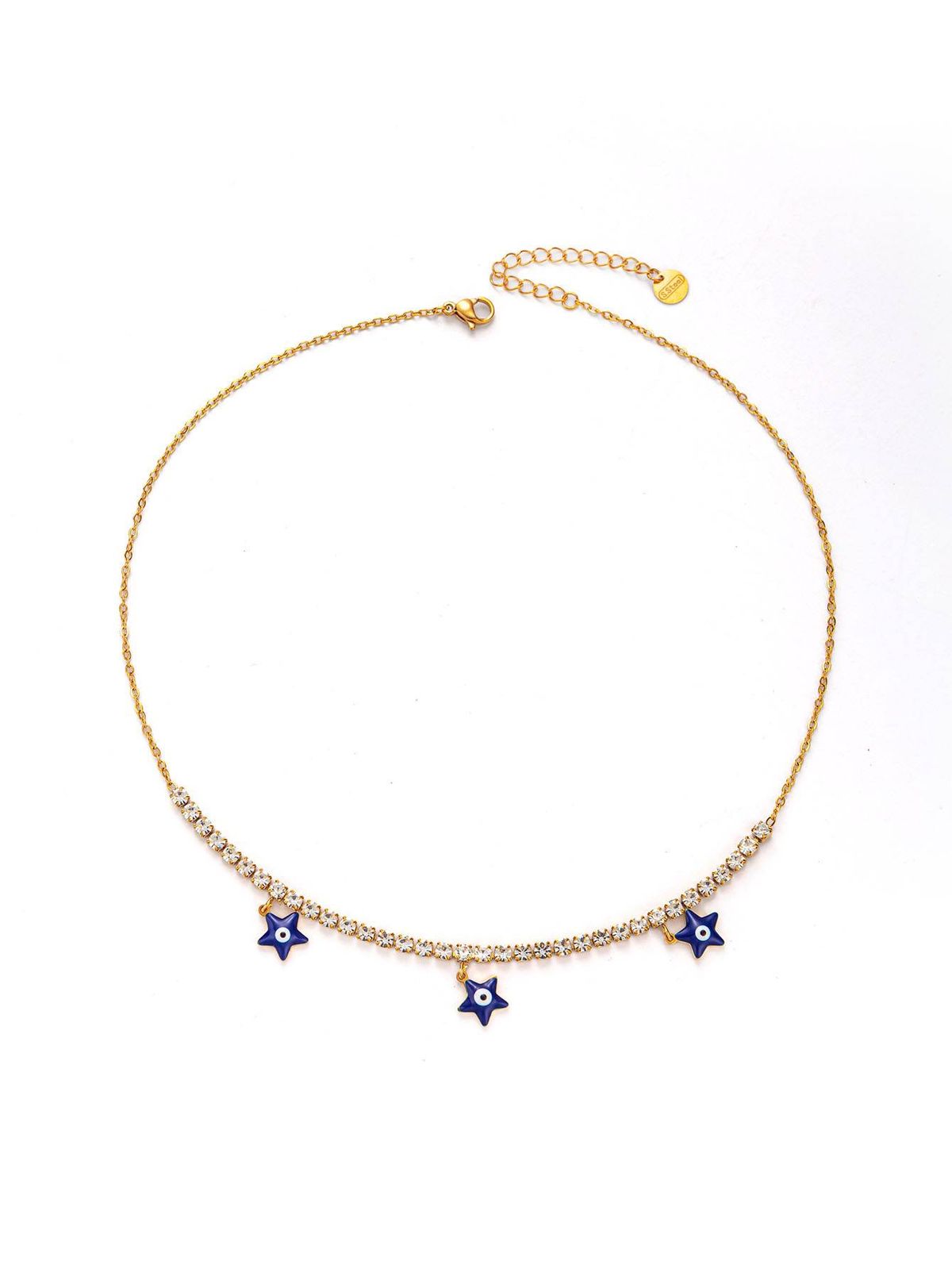 New titanium steel chain drop glue five-pointed star necklace bracelet set with diamond design high appearance level jewelry women_ipsvogv.com