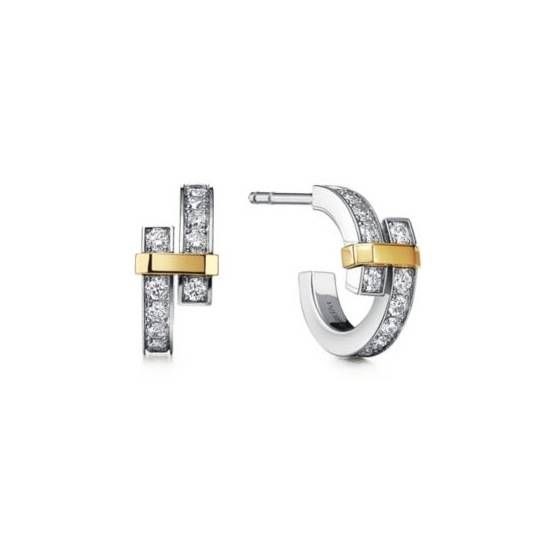 Colorful full diamond cross C-shaped earrings for women with thick gold plating, light luxury temperament, high-end feeling, exquisite inlay_ipsvogv.com