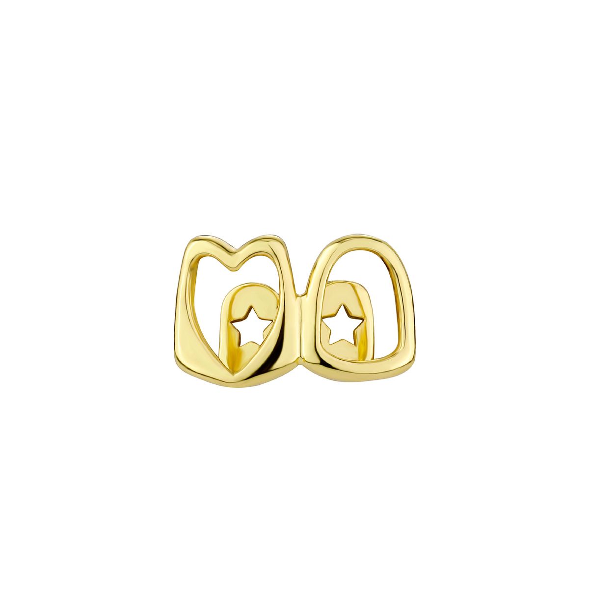 Jin'ao Hollow Out Love Double Tooth Set Daily Street Fashion Cool Smooth Gold Teeth Hip-hop Versatile Accessory_ipsvogv.com