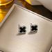 Black minimalist fashion classic versatile lucky clover earrings with anti allergic temperament and diamond studded S_ipsvogv.com